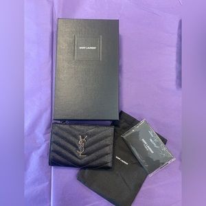 YSL Cassandra Matelasse Zipper Bifold Leather Wallet